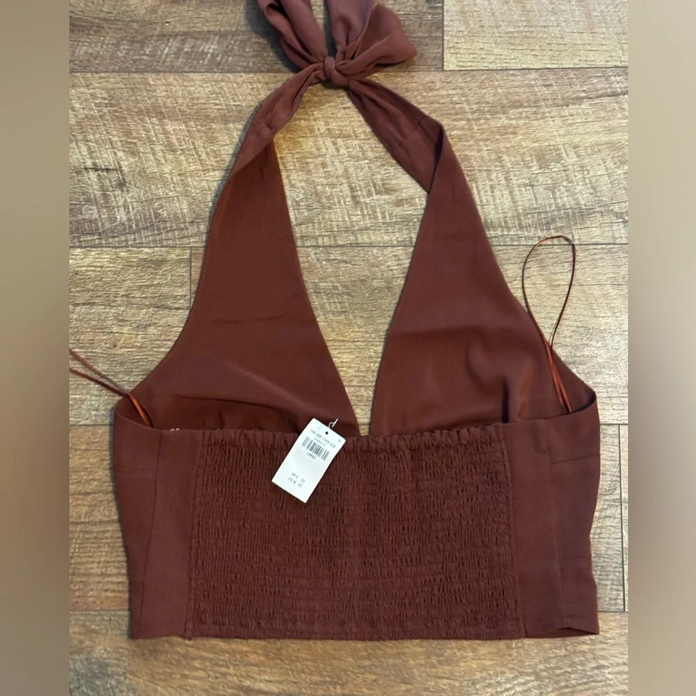 Abercrombie Brown Smocked Halter Top NWT - Picture 2 of 4